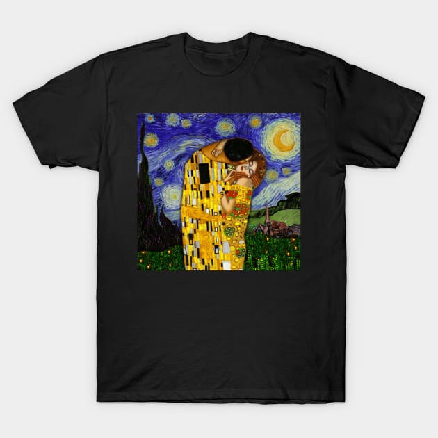 the kiss under the starry night T-Shirt by FandomizedRose